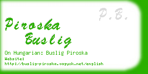 piroska buslig business card